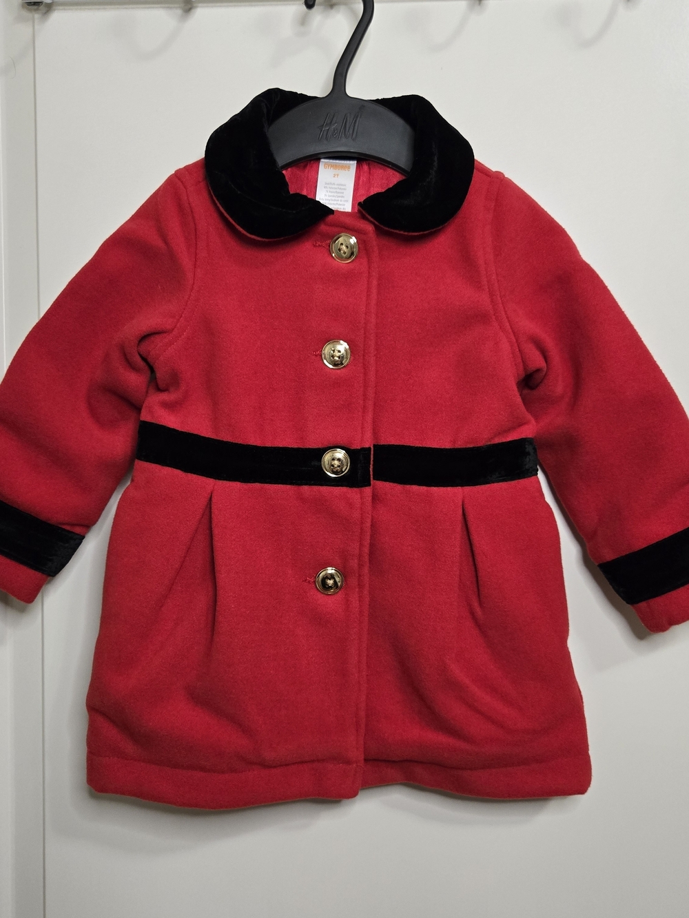 Gymboree Red Velvet Trim Coat